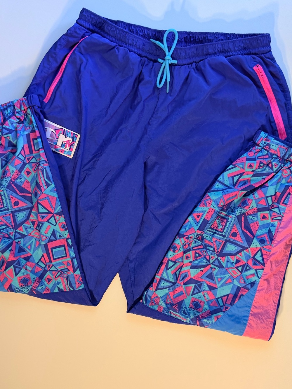 Champion | MTV Retro Windbreaker 90s Cyber Blue Track Joggers Pants Pink XL y2k